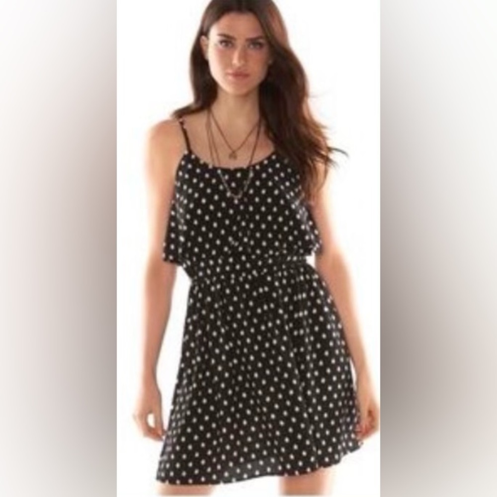 Elle Tribal Dot Tiered Dress Women’s XL Black and White